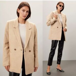 Anine Bing Fishbone Blazer‎ Beige/White Size XL